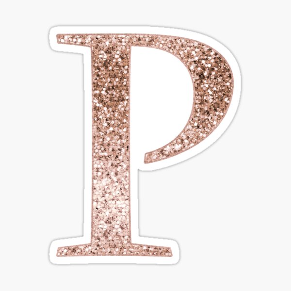 P Rose Gold Glitter Monogram Letter Sticker Sticker For Sale By