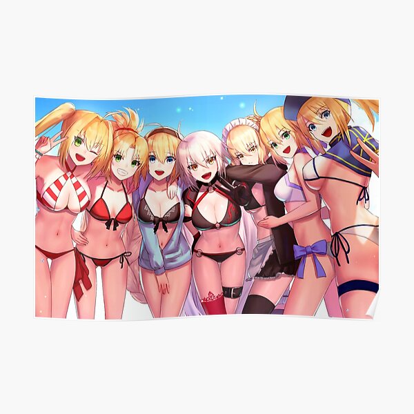 Oppai Anime Waifus Harem Poster For Sale By Lewdlewd Redbubble