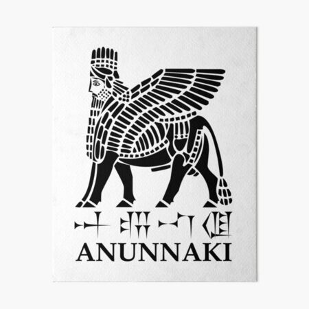 Lámina rígida Anunnaki Lamassu Texto Cuneiforme Blanco y Negro