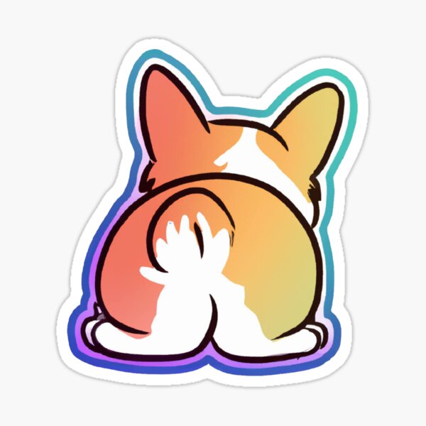 Rainbow Corgi Butt Sticker For Sale By JandyDesign Redbubble