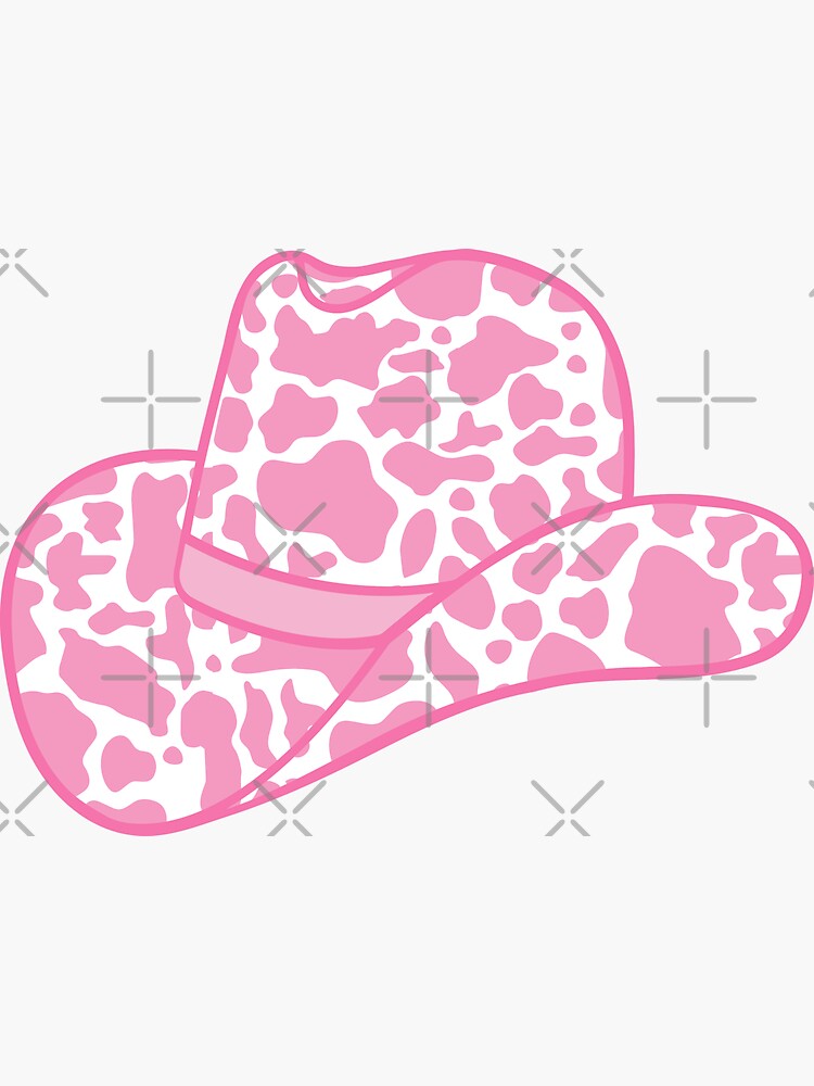 Pink Cowgirl Hat Cow Print Sticker For Sale By Designsbyanane Redbubble