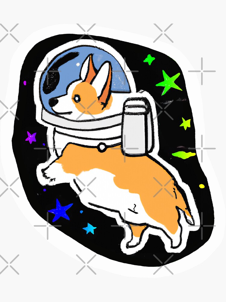 Astronaut Corgi In Space With Rainbow Stars Sticker For Sale By