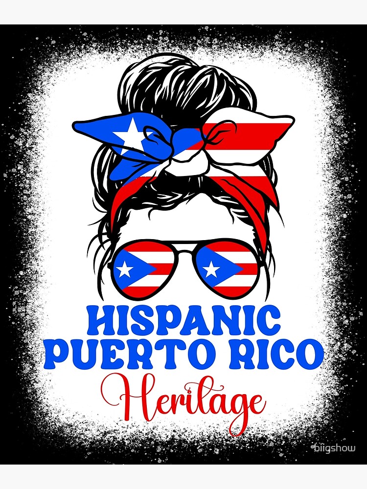 Hispanic Heritage Month Puerto Rico Flag Messy Bun Gift For Women