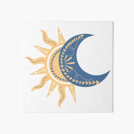 Vintage Solar Eclipse Sun And Moon Hygge Scandinavian Nordic Style