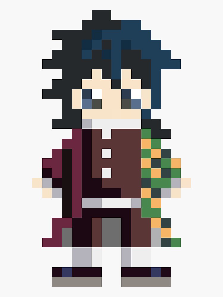 Kimetsu No Yaiba Demon Slayer Giyu Tomioka Pixel Art Sticker For Sale By Kamilahyo Redbubble