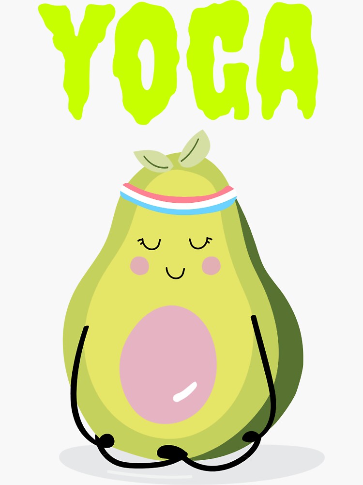 Yoga Meditation Essential Cute Avocado Yoga Sticker For Sale By