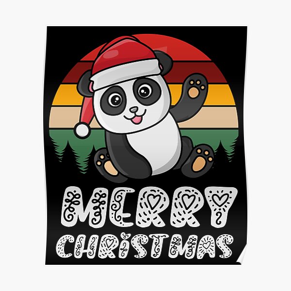 Merry Christmas Baby Panda Poster For Sale By Zoasea Redbubble