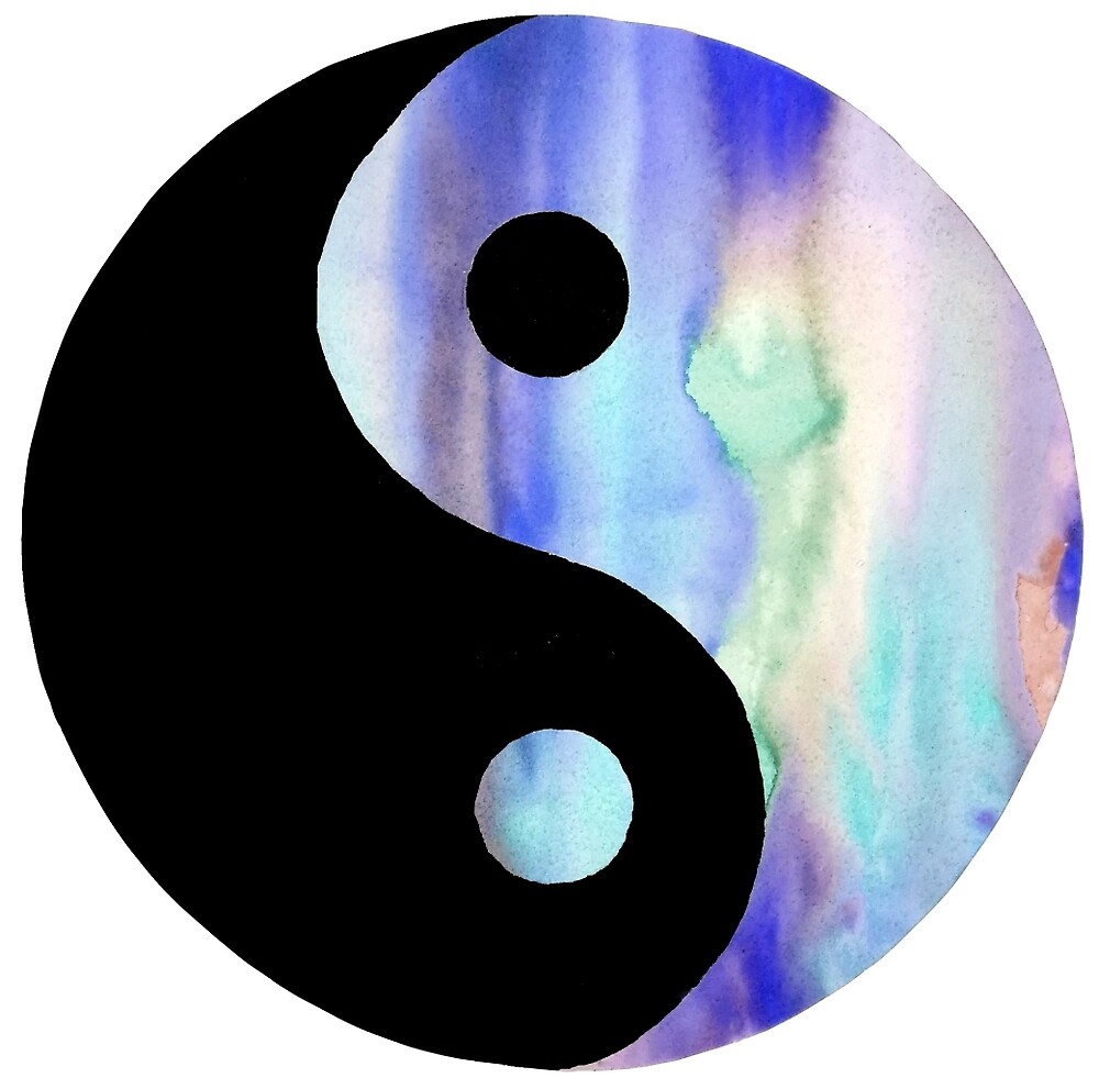 "Blue Watercolor Yin Yang" by riet8995 Redbubble