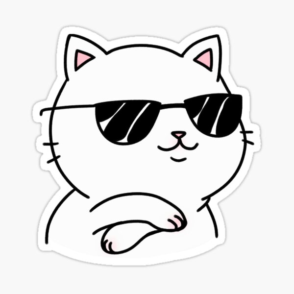 White Cat In Sunglasses Sticker Sticker By Kuumaniac Redbubble