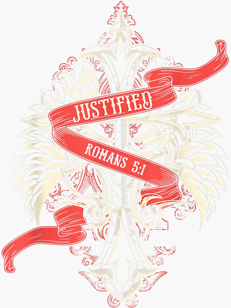 Pegatina Justified Romans 51 Camiseta De La Biblia Cristiana Del