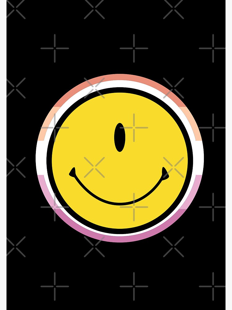 Lesbian Pride S Hippie Retro One Eye Alien Smiley Emoji Face Spiral