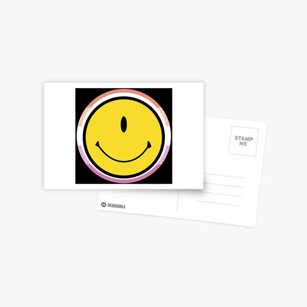 Lesbian Pride 70s Hippie Retro One Eye Alien Smiley Emoji Face