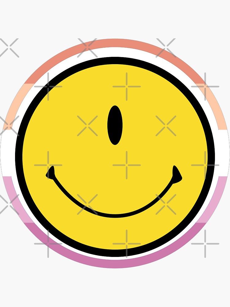 Lesbian Pride S Hippie Retro One Eye Alien Smiley Emoji Face