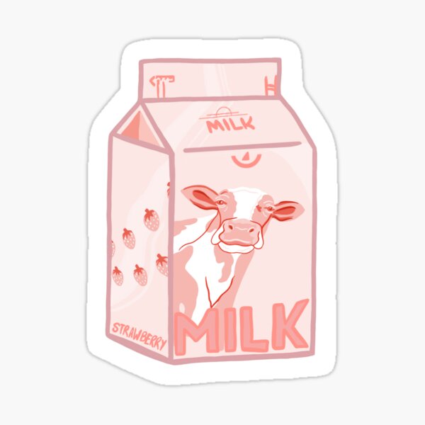 Strawberry Milk Carton Sticker For Sale By Celinaazad Redbubble