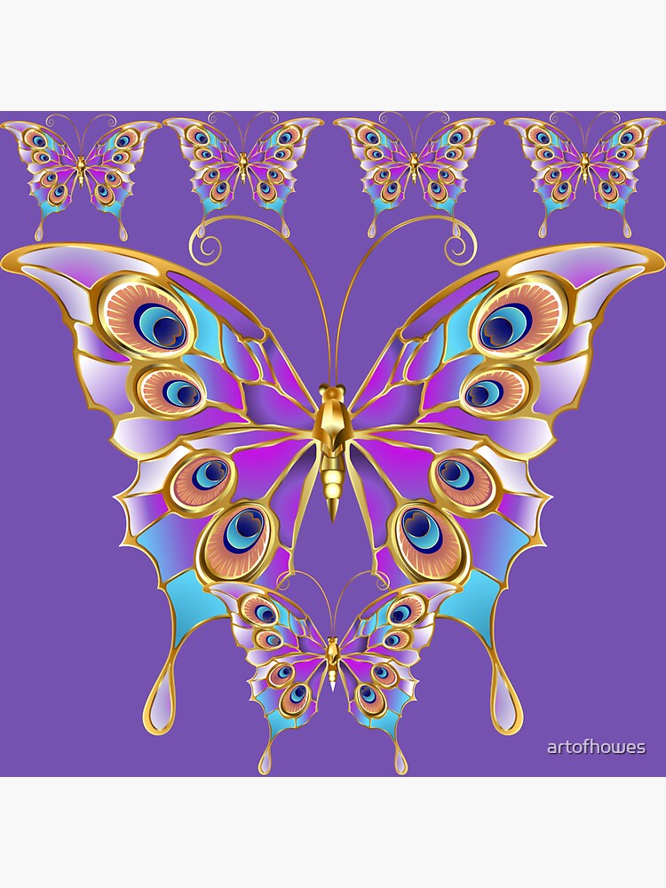 Purple Gold Butterfly Sticker For Sale By Artofhowes Redbubble