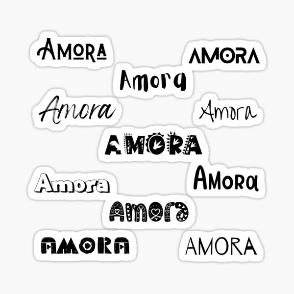 Amora In Different Fonts Sticker For Sale By Magleen Redbubble