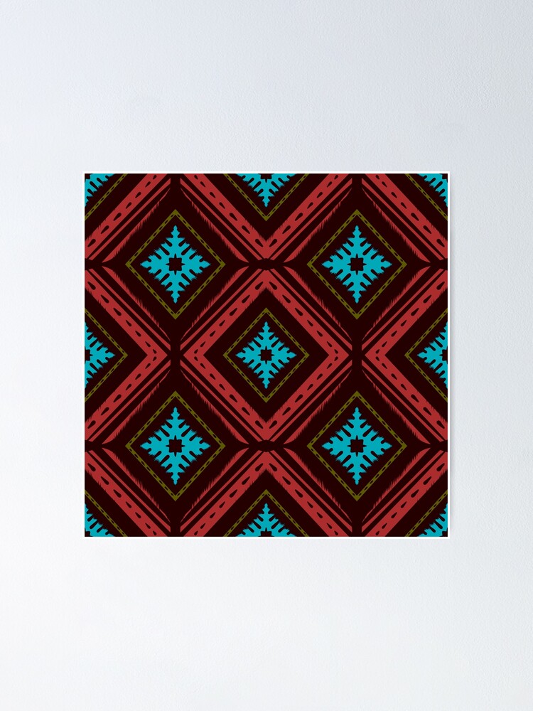 Póster Adorno folclórico geométrico Ikat Textura étnica tribal