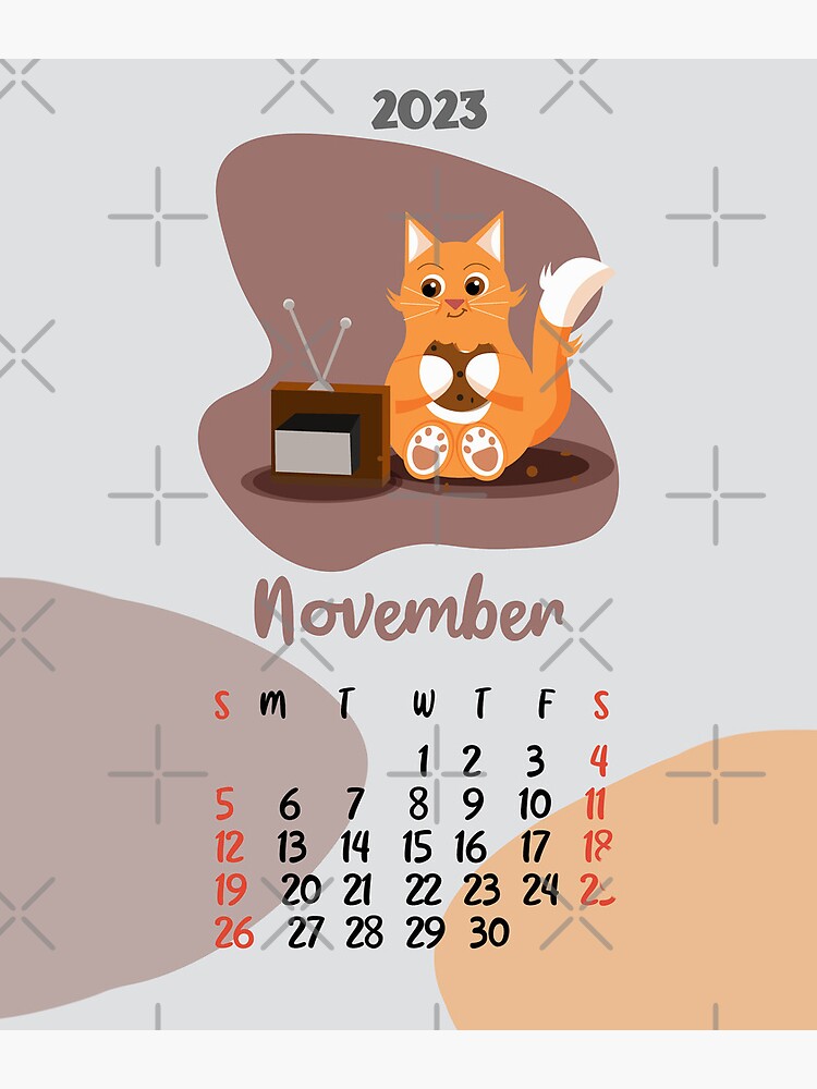 P Ster Calendario De Noviembre De Gato De Dibujos Animados