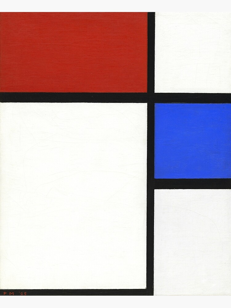 Póster Composición n II de Piet Mondrian con rojo y azul 1929