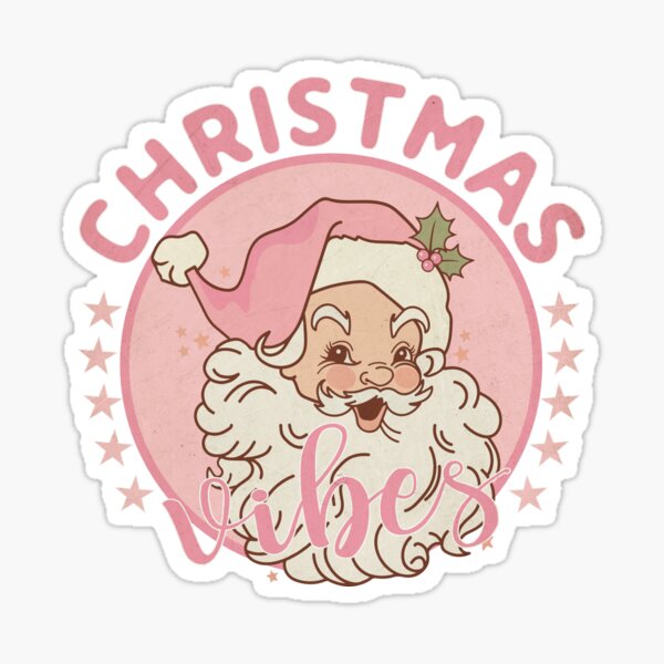 Retro Vintage Pink Santa Claus Funny Pink Christmas Vibes Sticker For