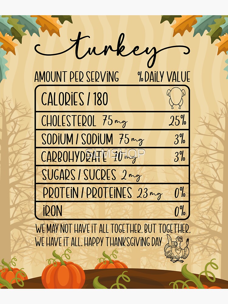 Pegatina Datos Nutricionales Divertidos Del Pavo Coincidencia De