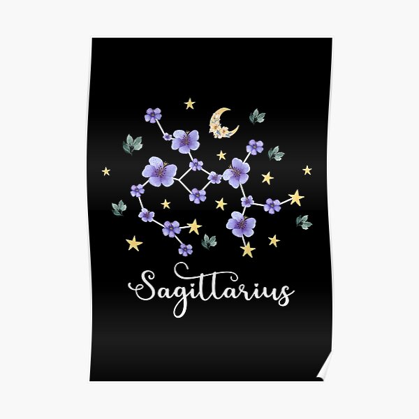 Sagittarius Zodiac Wildflower Constellation Poster For Sale By