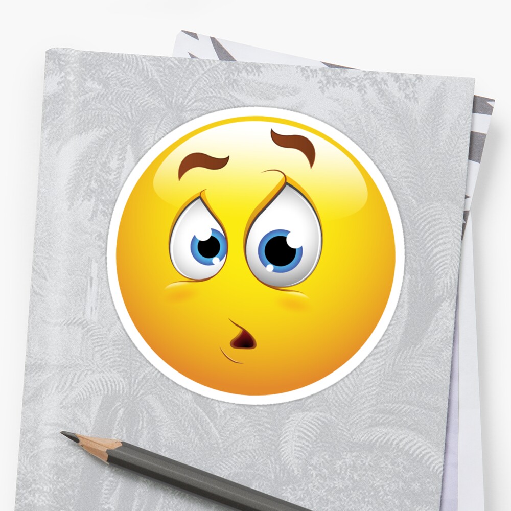 Confused Smiley Face Emoticon Sticker By Allovervintage Redbubble