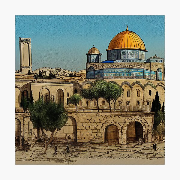 Impression photo Croquis de la mosquée Al Aqsa en Palestine Dôme du