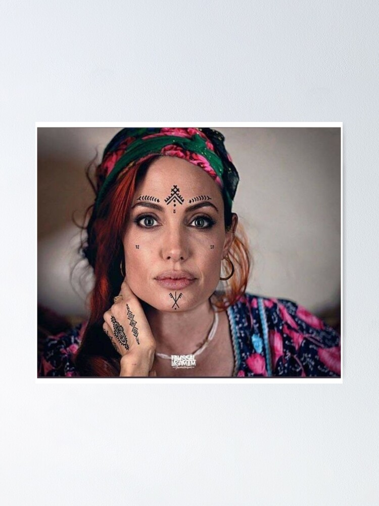 Amazigh Woman With Face Tattoo Mix Angelina Jolie Poster For Sale By