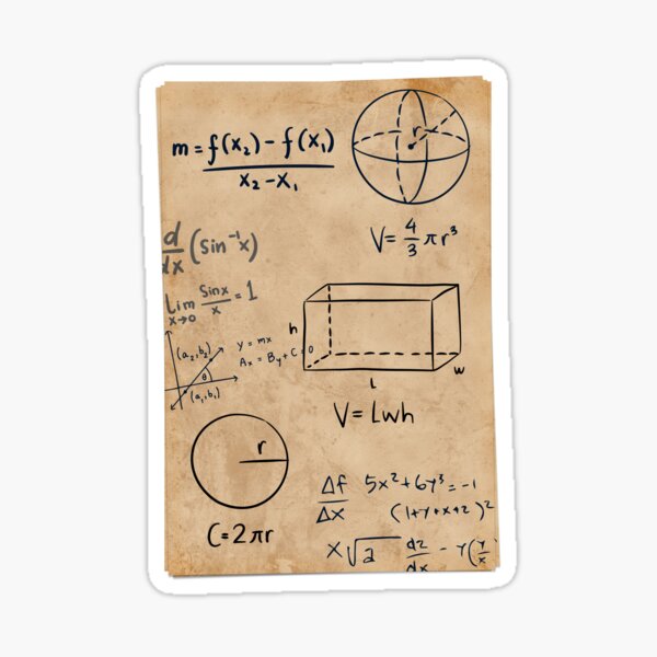 Antique Math Handwritten Volume Of Sphere Rectangular Prism