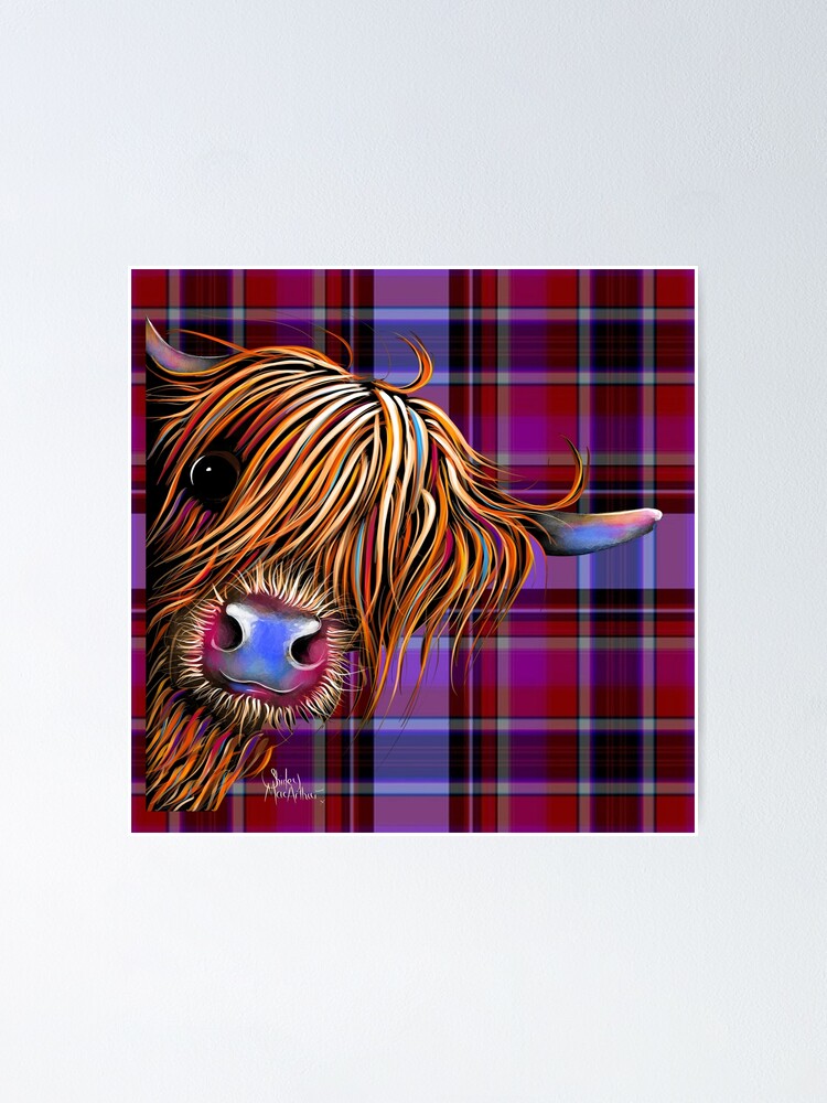 Scottish Highland Cow Tartan Sugar Lump By Shirley Macarthur