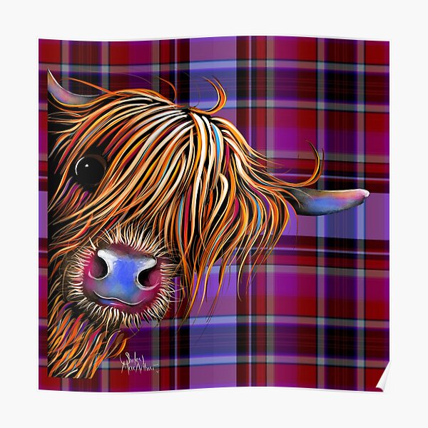 Scottish Highland Cow Tartan Sugar Lump By Shirley Macarthur