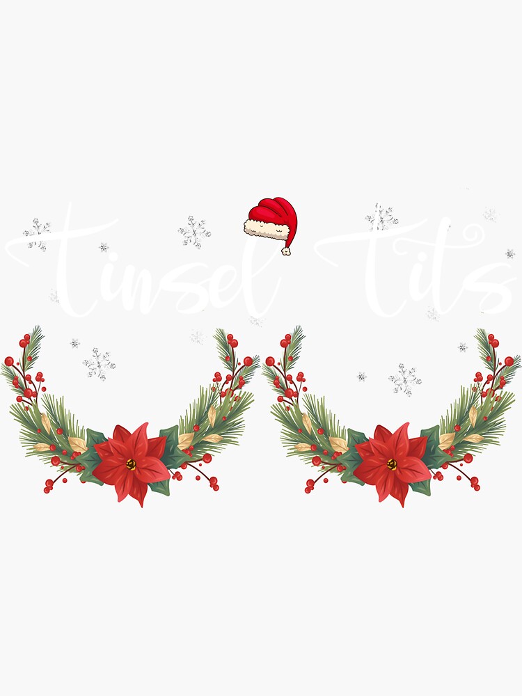 Tinsel Tits And Jingle Balls Funny Matching Christmas Couple Sticker