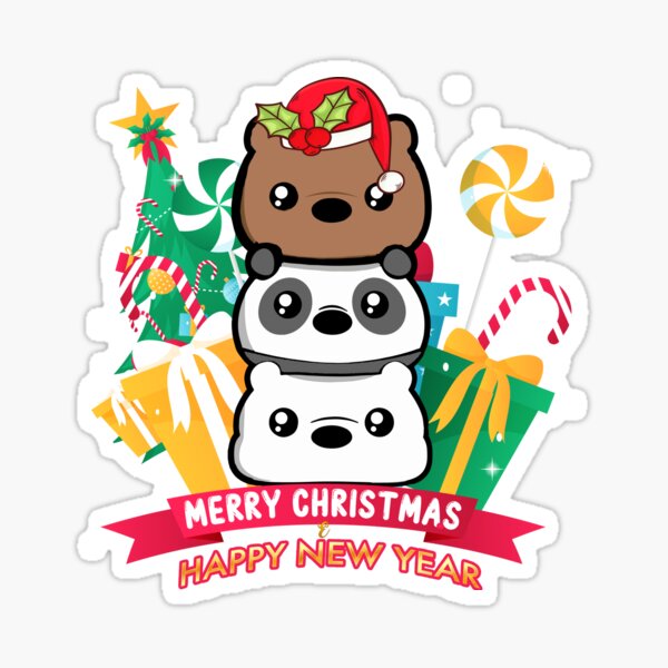 We Bare Bears Xmas Sticker For Sale By UTOPIAXD Redbubble