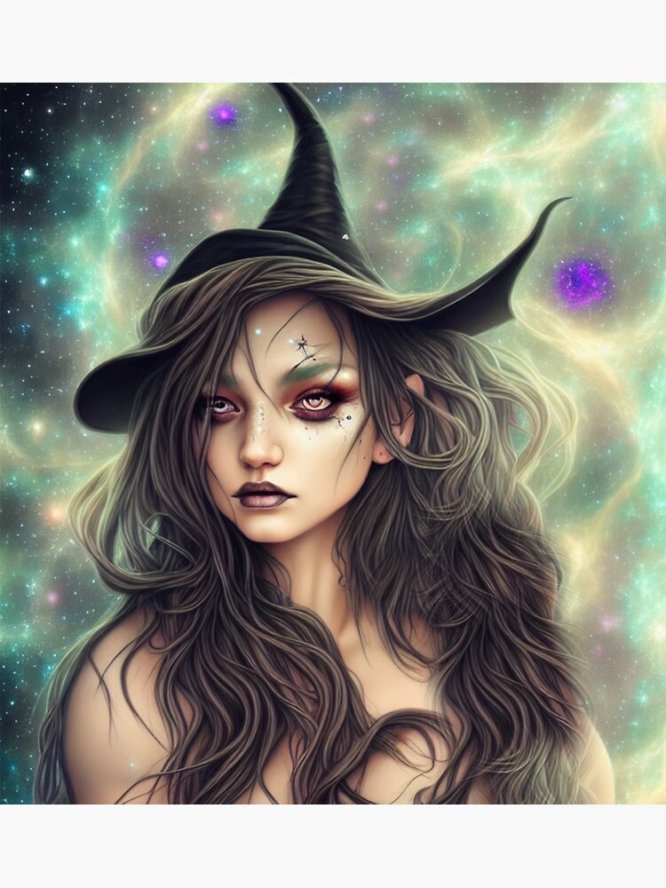 Women Wicca Art Witchy Artwork Beautiful Witch Girl 5 Sticker For