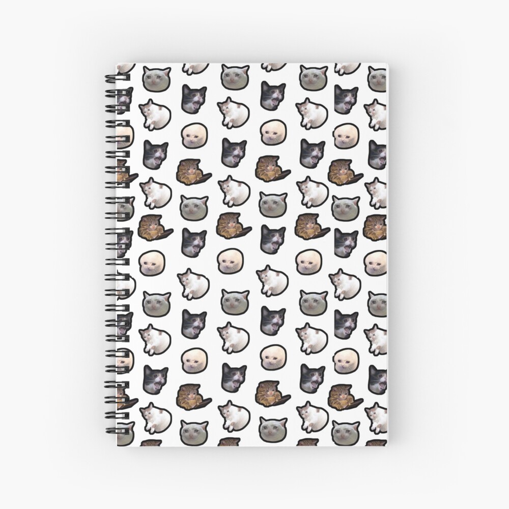 Crying Cats Pattern Black Outline Spiral Notebook For Sale By Cat