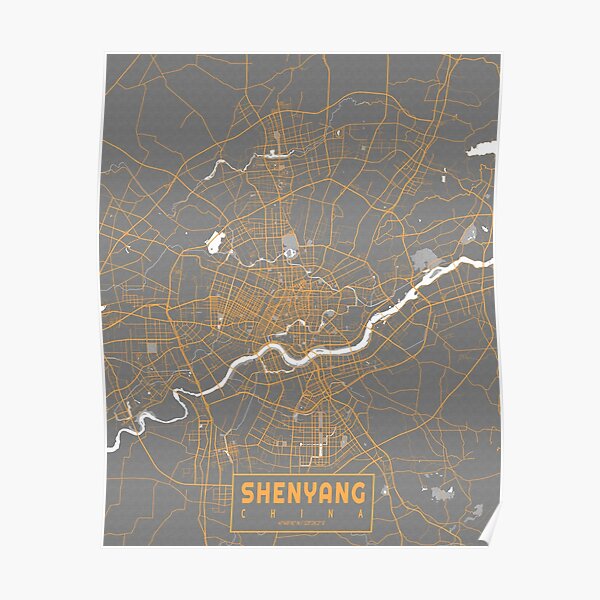 Shenyang City Map Of Liaoning China Bauhaus Poster For Sale By