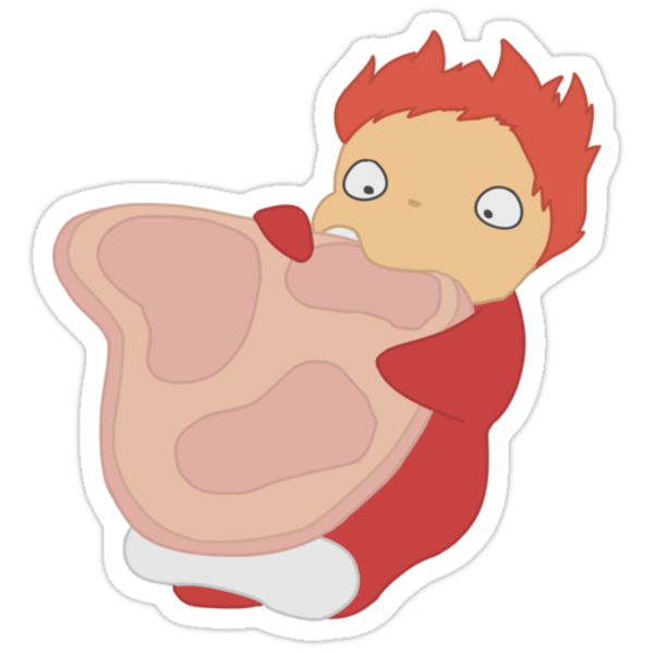 "Ponyo Loves Ham" Stickers by TimeladyAt221b | Redbubble