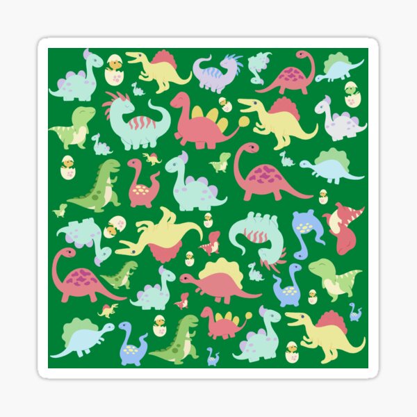 Cute Baby Dinosaur Pattern Sticker For Sale By M Dasser Redbubble