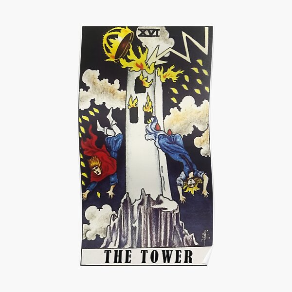 Major Arkana Tarot Kartları 16 The Tower Poster for Sale by