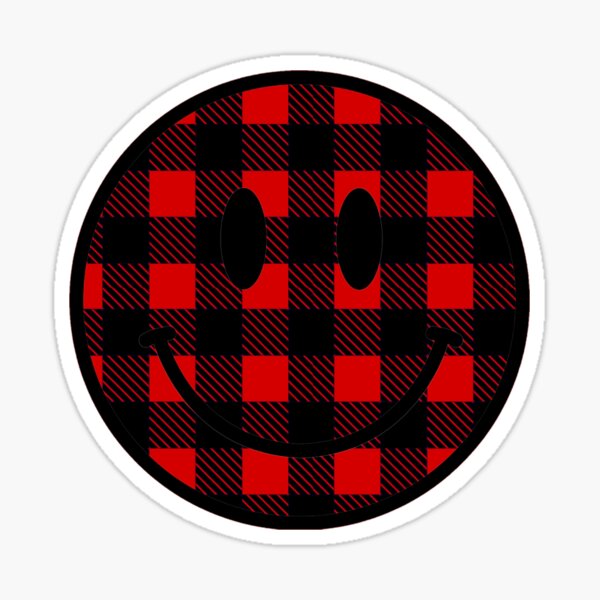 Red And Black Plaid Smiley Face Hippie Tiedye Rainbow Colorful