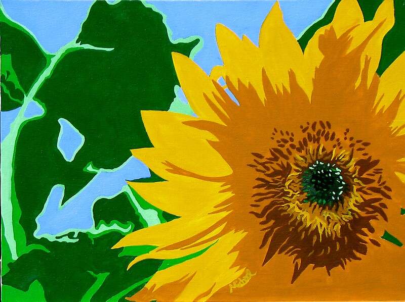 ““Sunflower” Pop Art Style Nature Painting” Posters by Michael Arnold