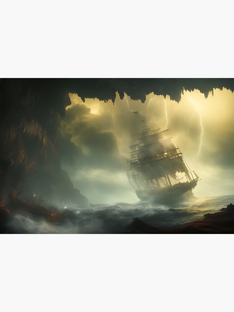 Pirate Ship In A Storm Sticker For Sale By Mathieu Redbubble