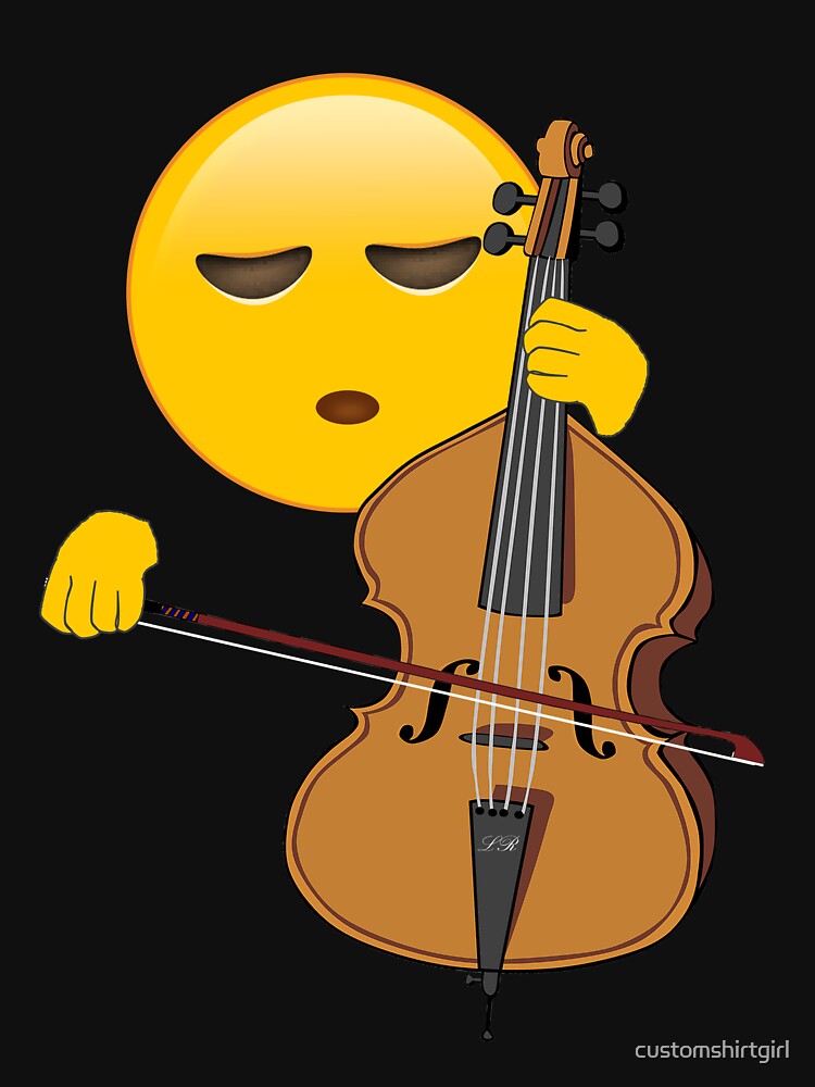 Funny Emoji Cello Player Gift For Cellists Or Bass Players T Shirt