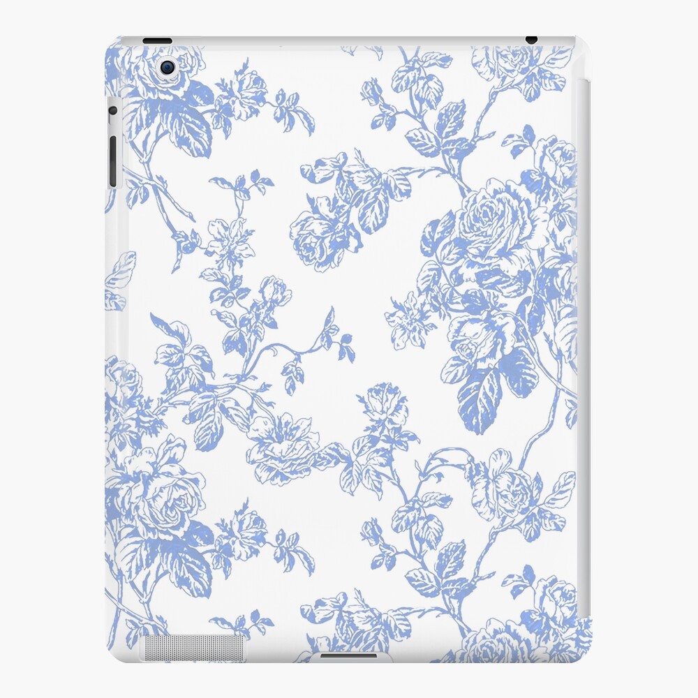 Funda y vinilo para iPad Toile Aciano Azul Rosas Patrón de