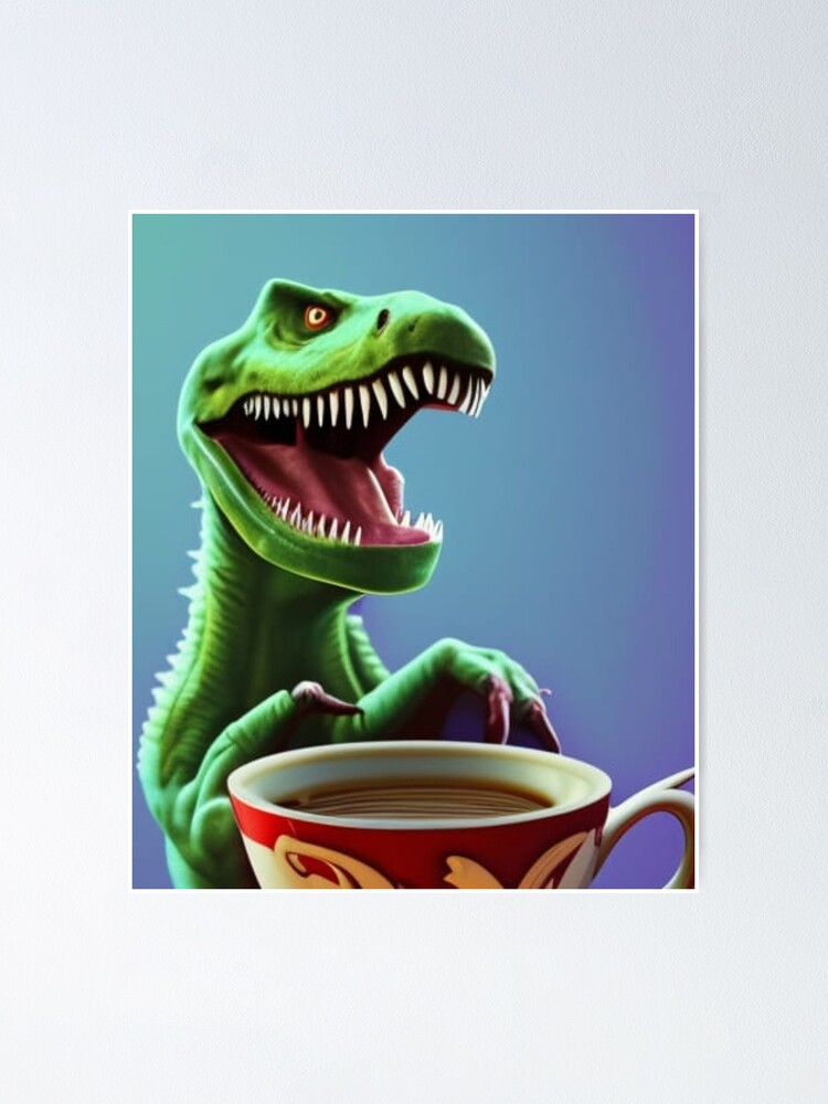 Green T Rex Tea Rex Poster For Sale By LeanDesigns Redbubble