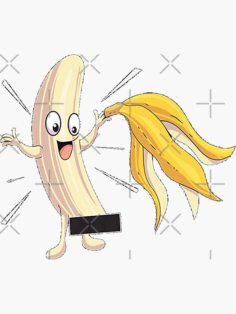 Naked Peeled Banana Striptease Censored Funny Adult T Shirt Sticker