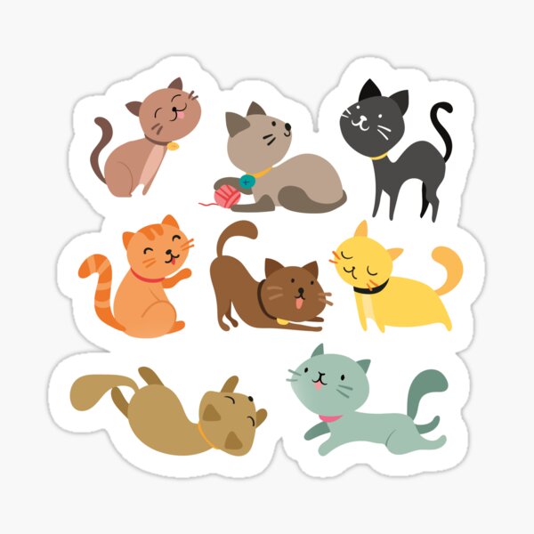 Cute Cat Sticker Pack Sticker For Sale By Ismailmaaji Redbubble