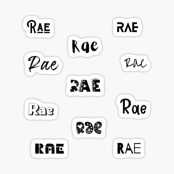 Rae In Different Fonts Sticker For Sale By Magleen Redbubble