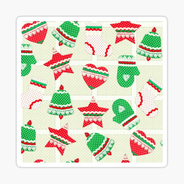 Abstract Christmas Seamless Pattern With Handmake Symbols In Red And